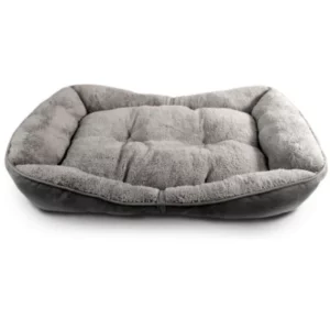 Herringbone Bolster Pet Bed - Grey