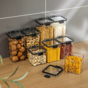 4pcs Clear Food Storage Box Container With Lid