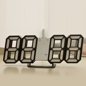3D LED Digital Luminous Wall Clock, USB Plug In, Black