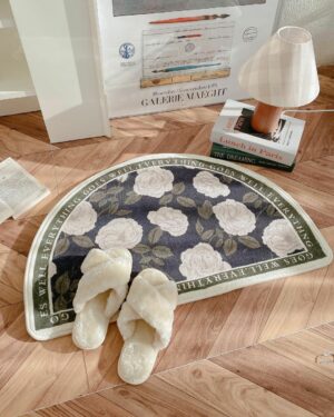 Flower Semicircle Simple Style Non-slip Modern Bathroom Door Mat