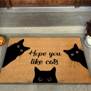 3D Printed Cat Black Cat Coir Pattern Print Doormat