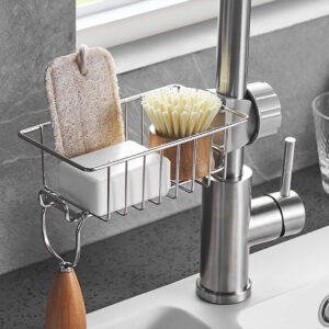 Kitchen Stainless Steel Sink Drain Rack Sponge Storage Faucet Holder