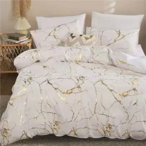 Marble Hot Stamping Double Duvet Cover Set 220x240 Luxury King Size Bedding Set