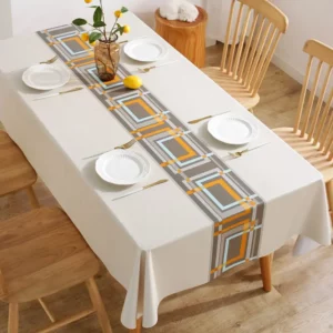 Modern Concise Style Pattern Waterproof Rectangular Polyester Tablecloth