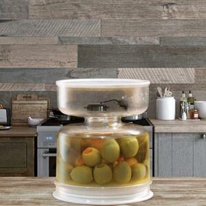 Pickle And Olive Jar Food Container With Strainer Dry And Wet Dispenser