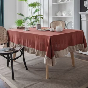 Rectangular Ruffles Cotton Tablecloths