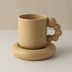 Creative Handmade Rotating Ball Handle Mug, Cream