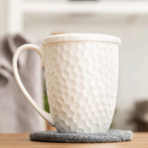 Real Bone China Coffee Mugs With Lid, Creative 3D Water Design