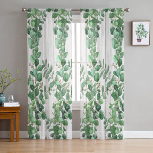 Simple Plant Leaves Spring Chiffon Curtains