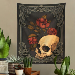 Skull Floral Tapestry Aesthetics Gothic Wall Decor