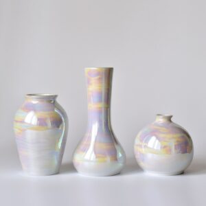 Rainbow vases, Iridescent Ceramic Vase, small vases 3 set