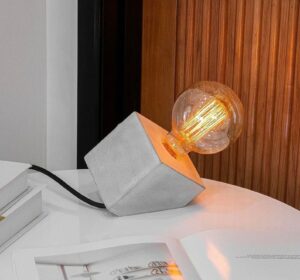 Concrete Table Lamp - Tilted Cement Shape Combine With Dimmer