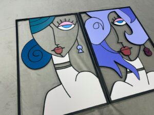 Abstract Faces Line Metal Wall Art