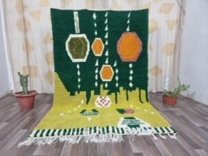 Artistic Wool Rug,Handmade Moroccan Rug,green Moroccan rug, Custom Moroccan Berber rug,Custom green rug, Handmade Rug For Your Living Room