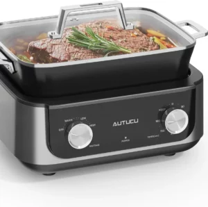 N61NA Nonstick Slow Cooker 7-Quart - PFOA-Free Ceramic-coated, 3 Heat Settings & Timer - Dishwasher & Oven Safe Pot for Effortle