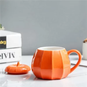 ABUN-2X Mug Pumpkin Mug With Lid - Decorations Ornament Coffee Mugs Big Cute Fall Cups Teacup - Birthday Gift Idea