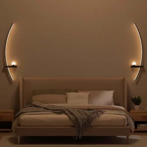 2pcs Modern Adjustable LED Wall Sconce, 31.5" Arched Metal Bedside Lamp, 3000K Warm Glow, Indoor Use for Bedroom