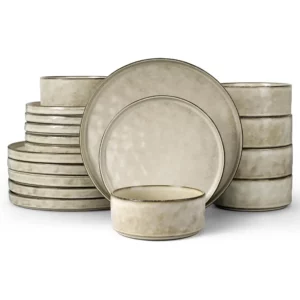 18 Piece Dinnerware Dish Set for 6 Stoneware Plates and Bowls Ceramic Dinner Tableware Sets Includes Dinner Salad Plates Cereal